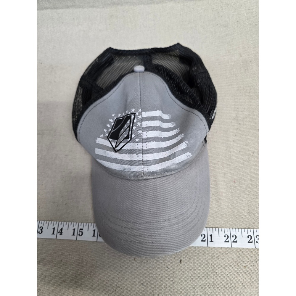 Rank 45 Mens Distressed American Flag Trucker Hat Grey Black Snapback OSFM‎